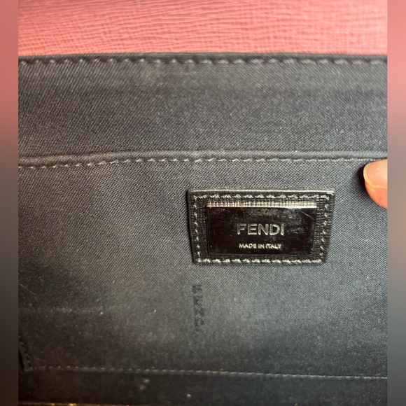 FENDI✨Demi Jour Top Handle Bag✨Pink Grey Red Leather✨Saffiano Satchel Crossbody - Picture 8 of 13